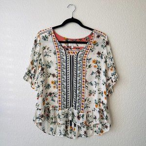 Lucky Brand Printed Maya Blouse Top Size Small